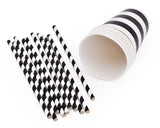 12 Sets Disposable Party Pack with Stripe Pattern - Black