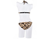 Leopard Print Strappy Halter Bikini Set