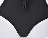 Simple Tassel Fringe Backless Monokini - Black