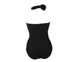 Modern Halter Neck One Piece Swimwear - Black