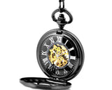 Retro Dial Hand Wind Mechanical Pocket Watch with Chain