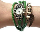 Retro Women Angel Wing Leather Bracelet Watch